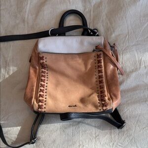 The Sak Tan and White Backpack with Black Accents